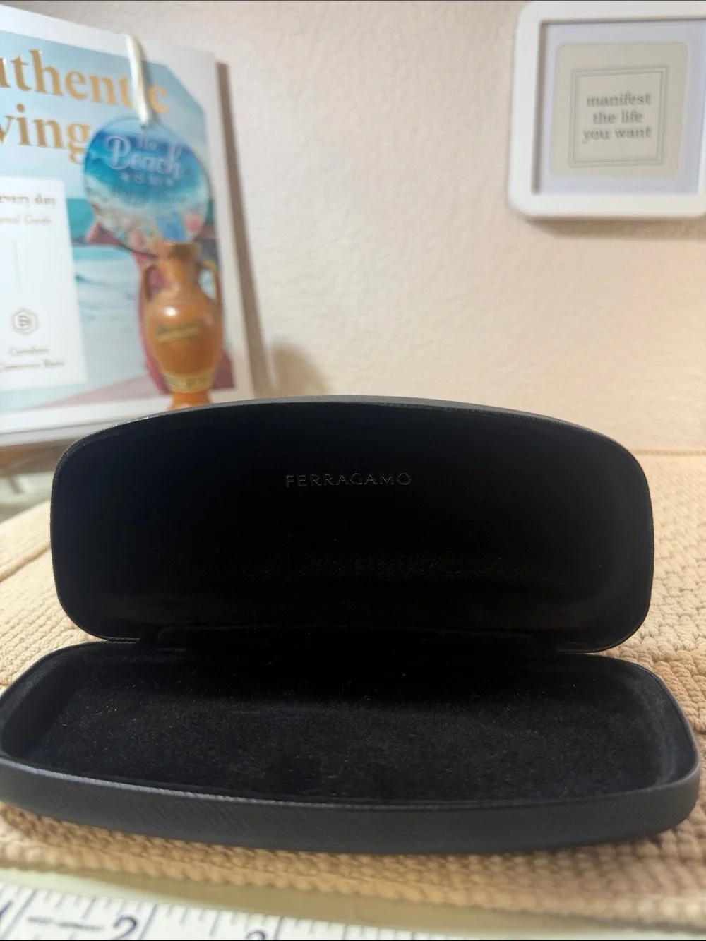 Salvatore Ferragamo Black Textured Hard Sunglasses Case